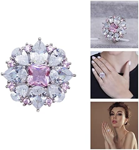 Womenените ringsенски ringsенски прстени моден кристален плоштад дијамант принцеза прстен европски и американски вкоренет прстен за ангажман