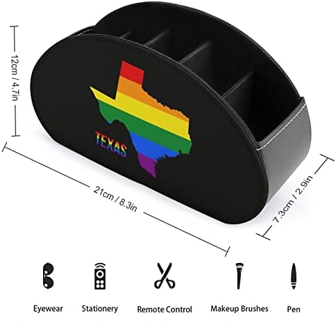 Државна мапа во Тексас во ЛГБТ Виножито знаме PU кожа ТВ далечински управувач за канцелариски кутии за складирање на кутија за десктоп