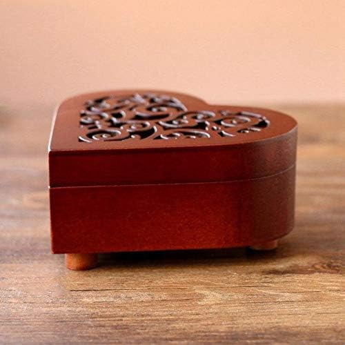 N/N/A Heart Wintage Woodcarving Music Box Wind Up Music Box Party Party Christmas Valentin подарок