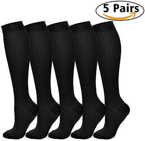 5 пара компресија чорапи за мажи жени 15-20 ммхг медицинска поддршка за водење медицински сестри Циркулацијата на бременоста на летот Атлетски чорапи