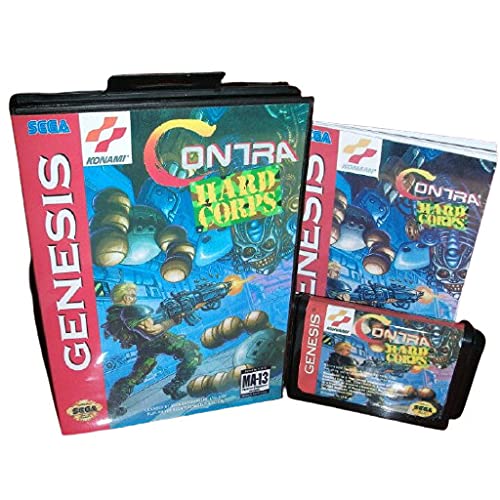 Aditi Contra Hard Corps NTSC-U US Cover со кутија и прирачник за Sega Megadrive Genesis Video Game Console 16 бит MD картичка