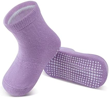 Детско дете дете за деца со екипаж, не лизгачки памучни чорапи со грипер за девојчиња за бебиња за бебиња