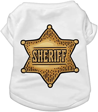 Маица за кучиња Шериф - Полициска кошула за кучиња - Облека за графичка кучиња