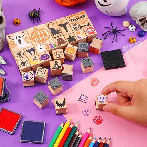 48 парчиња Денот на вineубените Велигденски марки за деца дрвени гумени марки со мастило подлога во боја на молив со мастило за