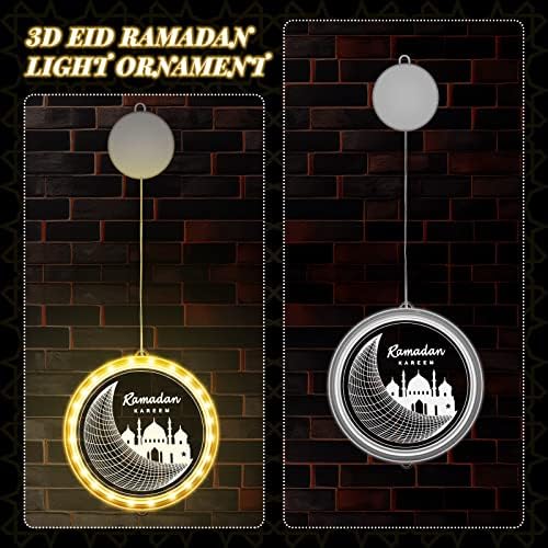 3 компјутери 6.30 во Еид Рамазан украси прозорец Светла 3Д LED LED RAMADAN FAIKE LIGHTS украси Мубарак Подарок за муслимани Еид Дрво Ноќно