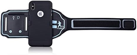 Iphone XS Max Sports Armband, ротативна футрола од 180 °, отворено лице за лице идеално за фитнес апликации. Хибриден тврд случај на покритие