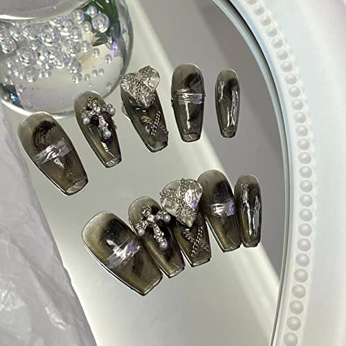 Jieadjie нокти рачно изработен печат на лажни нокти ， седум слоеви гел uv финиш лажни нокти, големина на SML