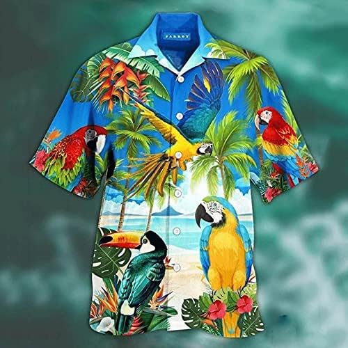 HDDK 2022 Нови кошули на Хавајски хавајски, летни кратки ракави Тропски палма за печатење алоха врвови копче надолу по кошулата на плажа