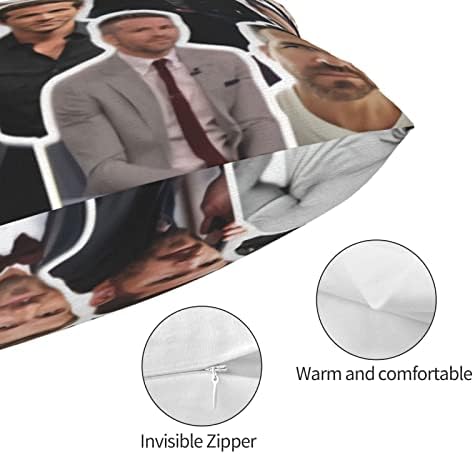 Кијанса Рајан Рејнолдс Колаж перница ги покрива правоаголник две страни печатено капаче за перници за кафе, автомобил, софа дневна