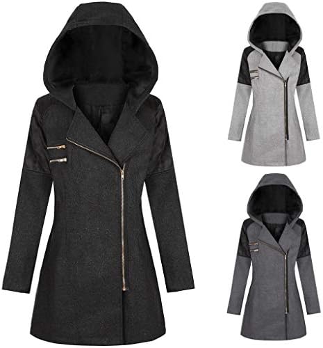 Зимски јакни за Зефотим за жени, дами поштедуваат топла тенка јакна зимски густ палто со долги ракави со качулка со качулка