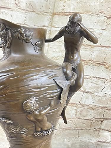 Посејдон владетел на морето сирена на наутичка бронзена статуа фигура фигура рачно изработена декор продажба на подароци од Think бронза