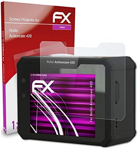 Атфоликс пластично стакло заштитен филм компатибилен со Rollei ActionCam 420 Glass Protector, 9H хибриден стаклен FX стаклен екран заштитник