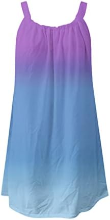 Женски фустан од сонцето на плажа бохо лето шпагети лента за градиентски фустан за печатење удобно лабави лежерни фустани покритие