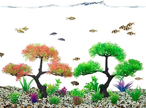MyLifeUnit Aquarium растенија, 15 пакувања вештачки резервоари за риби, дрво, дрво поставено за аквариум декор
