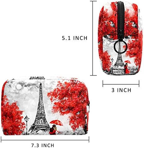 Тбуобт Торба За Шминка Патување Козметичка Торба Торбичка Чанта Чанта Со Патент, Гроздобер Уметност Париз Ајфеловата Кула Двојка