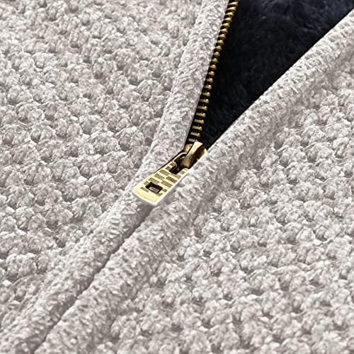 Ubst кардиган џемпер за мажи, зимска топла качулка плетена јакна кашмир руно внатрешно патент обичен тенок спој скокач палто