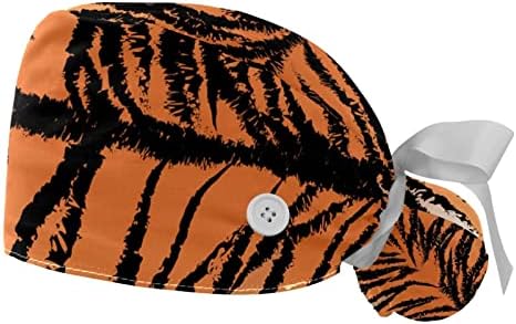 Работно капаче за диви тигари со копчиња долга коса еластична лента вратоврска за жени за жени