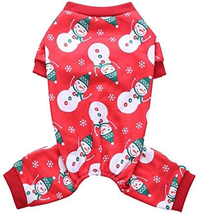 Домашни кучиња пижами скокаат, симпатична мека памук снежен човек елк црвено милениче Божиќна облека
