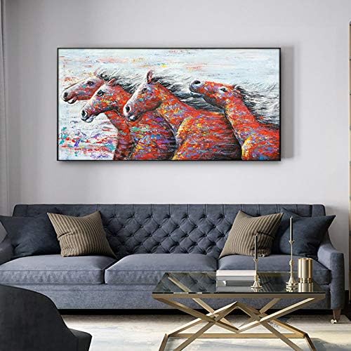 Рачно насликано масло сликарство на платно, рачно насликано модерно трчање коњско масло сликање wallидни уметности животни платно слики