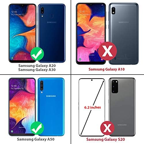 Телефонски Случај TJS Компатибилен Со Samsung Galaxy A20/Galaxy A30/Galaxy A50, [Заштитник На Екранот Од Калено Стакло] Хибриден Капак Отпорен