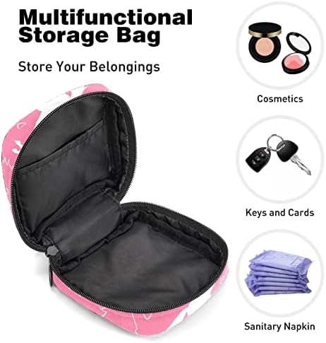 Санитарна торба за складирање на салфетка, торба за период, торба за тампон, торба за шминка, бело животно еднорог розова шема