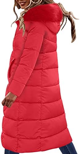 Женска памучна облека во зима задебелена голема јака голема големина над коленото тенок долга јакна палто сјај