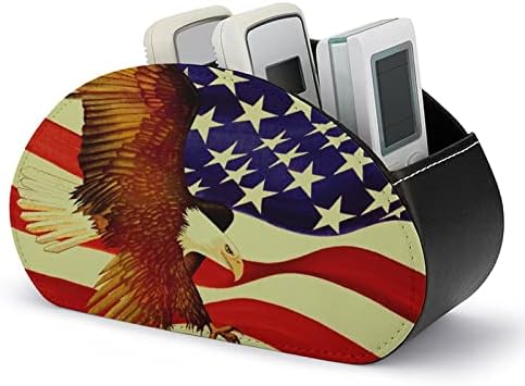 Американско знаме ќелав орел модерен држач за далечински управувач со 5 оддели PU кожа мути-функционална канцелариска организација