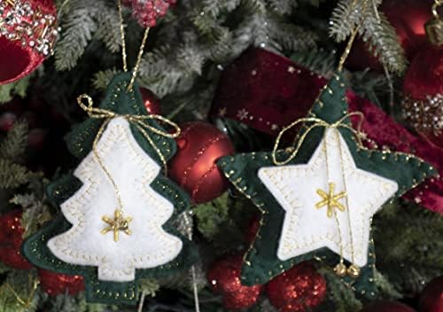 Божиќни украси за порибување на Heejoonay рустикални висечки декорации чорапи starвезда волна почувствувани Божиќни украси