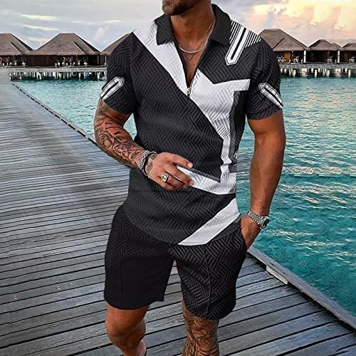 БМИСЕГМ летни маици за мажи за мажи 3Д кратки ракави костумски шорцеви плажа тропски хавајци спортски спортски шорцеви јакна
