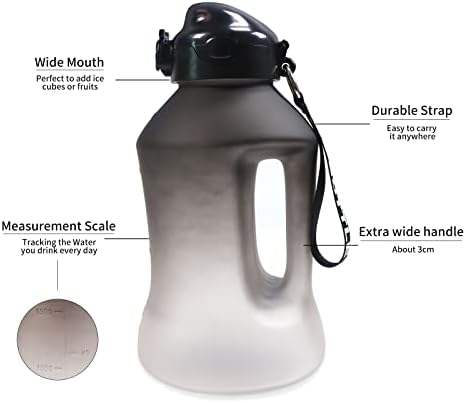 Бидете 2,5L/85oz Мотивационо шише со вода, протекување на БПА бесплатно спортски бокал за вода, со рачка и мерна скала, проверете