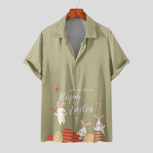 Велигденски кошули за мажи Симпатична графичка маица со кратки ракави лапел маички врвни хавајски блузи плус големина на плажа на