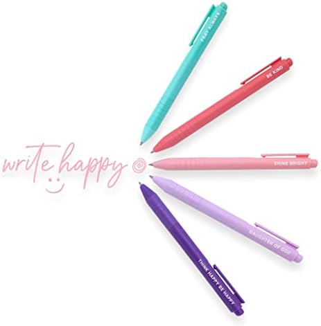 Doodle мониста напишете среќен сет на пенкало со пет парчиња, размислете среќни бидете среќни