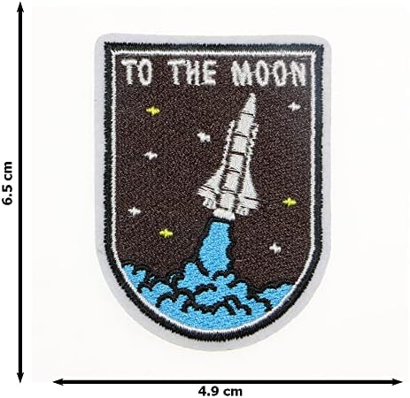 ЈПТ - Ракета до Месечината starsвезди НАСА Галакси извезена апликација Ironелезо/шиење на закрпи значка симпатична лого -лепенка на торба за облека од кошула од елек, ка