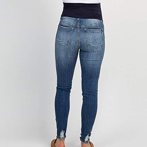Модни фармерки за жени цврста боја дупка со висока патент копче жена фармерки од глупости модни каросериски тенок панталони панталони