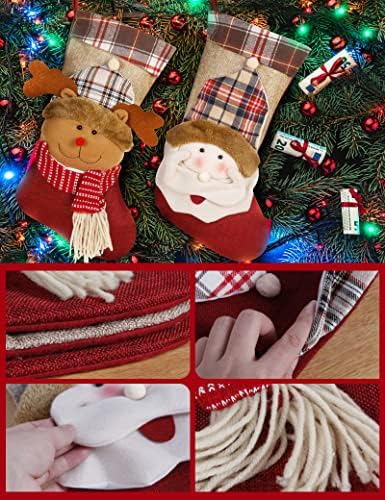 ДГ-Директни божиќни чорапи, 3 пакувања Голема декорација на Божиќни чорапи, 3Д кадифни чорапи торби за подароци за деца украси