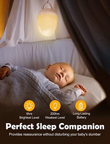 Симмпа ноќна светлина за деца, контрола на допир на допир на расадник за бебиња, 5 светла и 3 бои затемнети преносни преносни јајце -ноќно светло