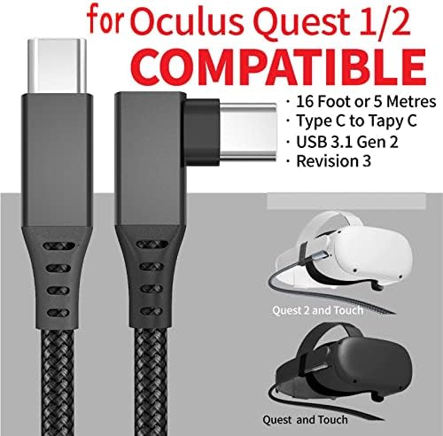 E4c2e7 5m/16ft тип c до типот c кабел десен агол 5а супер брзо полнење USB C кабел компатибилен со Macboo K Pro 2021 и o