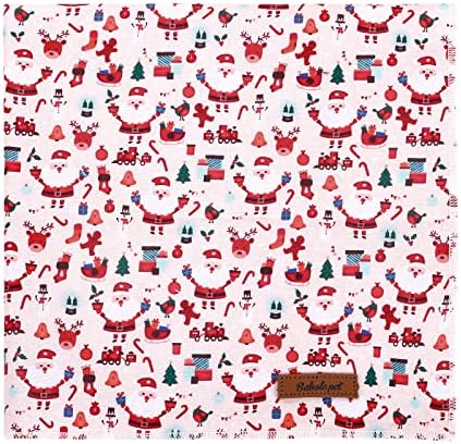 Банбол миленичиња Божиќно кучиња бандани, 1 парчиња розова елк Дедо Мраз што може да се перат квадратни кучиња шал за мали средни големи