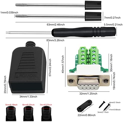 Yiovvom DB9 Brewout Connector, DB9 безлегал RS232 D-Sub Meal Serial Adapters 9-Pin Port White Adapter до модулот за сигнал на