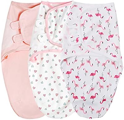 Генерички 3 пакувања бебешки лаптопни обвивка сет Смајли loveубов срце Фламинго новороденче 3-6 месеци Доенче за дишење памучна