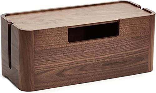 Кутија за складирање на дрвени десктоп WiFi, кутија за складирање на безжичен рутер, контејнер за управување со скриени линии, менаџер