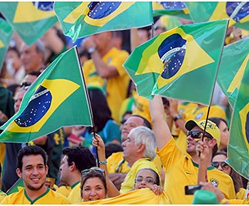 ЗНАМЕ ПАРК Бразилско Знаме 12х18 Инчи Извезени Бразилски Знамиња Мала бандеира дали Бразил Тешки Зашиени Ленти На Отворено