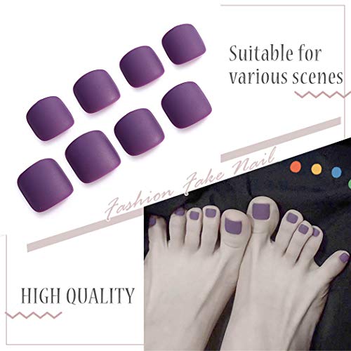 Јокаве 24 парчиња Мат Лажни Нокти На Нозете Виолетова Целосна Обвивка Акрилни Лажни Нокти За Прсти Лажни Нокти Притиснете На Прсти Уметнички