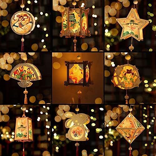 Houchu Mid-есенски дневник на лантери Преносен кинески фестивал Фенер DIY Рачно изработено светло светилка за зајаци Фенер рачно