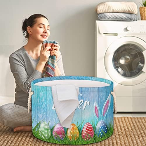 Велигденски зајаче зајаци јајца големи тркалезни корпи за складирање корпи за перење со рачки ќебе корпа за складирање за полици за бања
