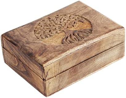Лишај Дрвена Кутија За Спомен На Ситници Со Дизајн На Дрво На Животот