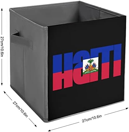 Знаме На Хаити Канти За Складирање Коцки Преклопни Ткаенини Организатори Со Рачки Облека Торба Кутија За Книги Кошница За Полици Плакар