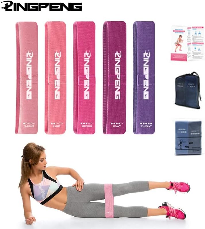 5 парчиња плетенки за отпорност поставени ленти за колкови за вежбање на нозе GLUTES Истегнете ги теретаните за вежбање Опрема