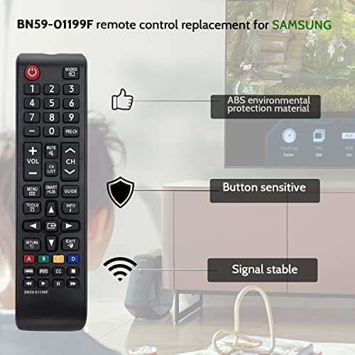 【Pack of 2】 New Universal BN59-01199F Remote Control for All Samsung LCD LED HDTV 3D Smart TVs ，UN32J4500AF UN32J525DAFUN40J6200 UN43JU640DF