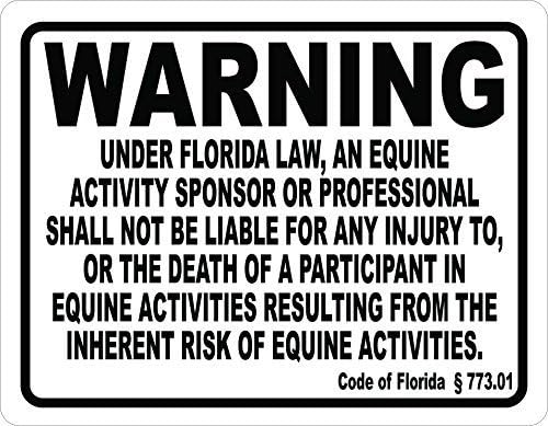 Винсенси Метал Знак Одличен Алуминиум Калај Знак Флорида Коњска Одговорност Закон Знак Метал Информирајте Ги Покровителите Во Вашиот